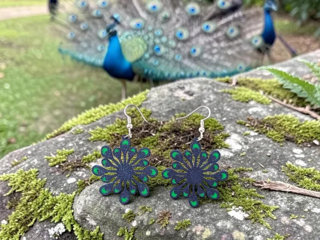 Peacock flower earrings