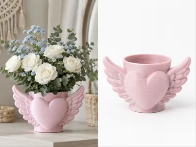 Pink Heart Wing Bowl Vase