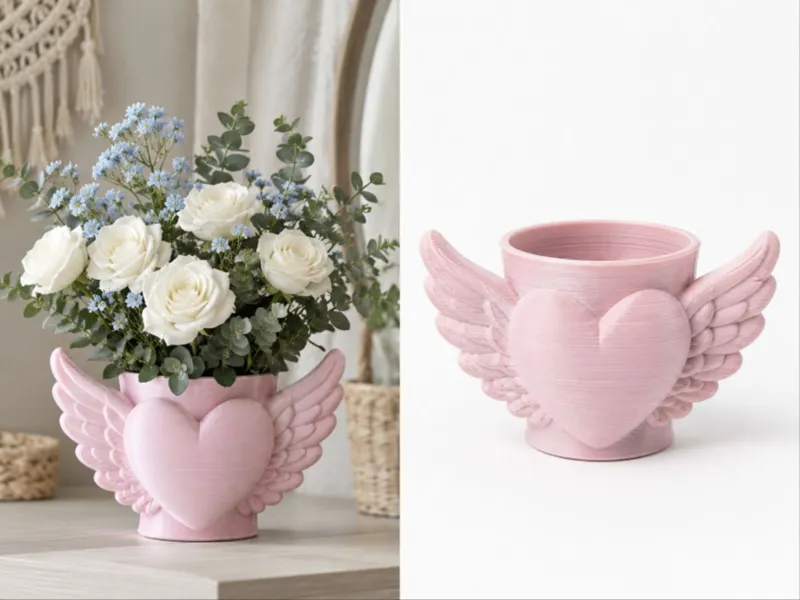 Pink Heart Wing Bowl Vase