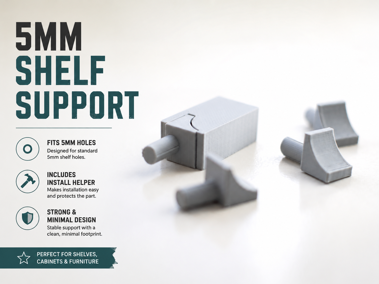5mm Shelf Support Peg with Install Tool