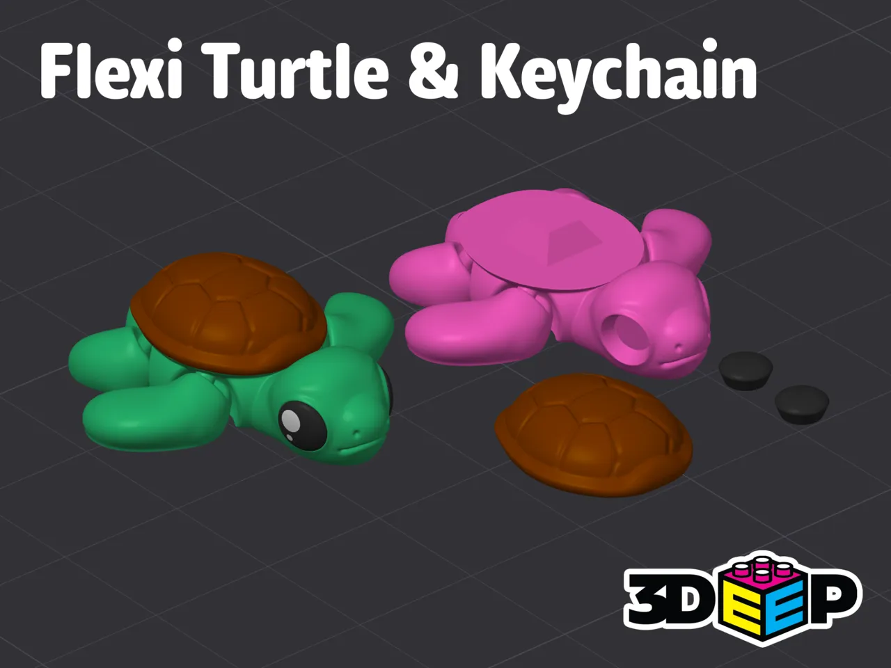 Flexi Turtle & Keychain - No Supports view 2
