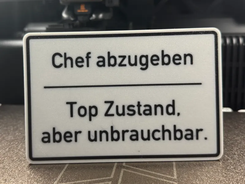 Schild Chef abzugeben (ohne Bohrung)