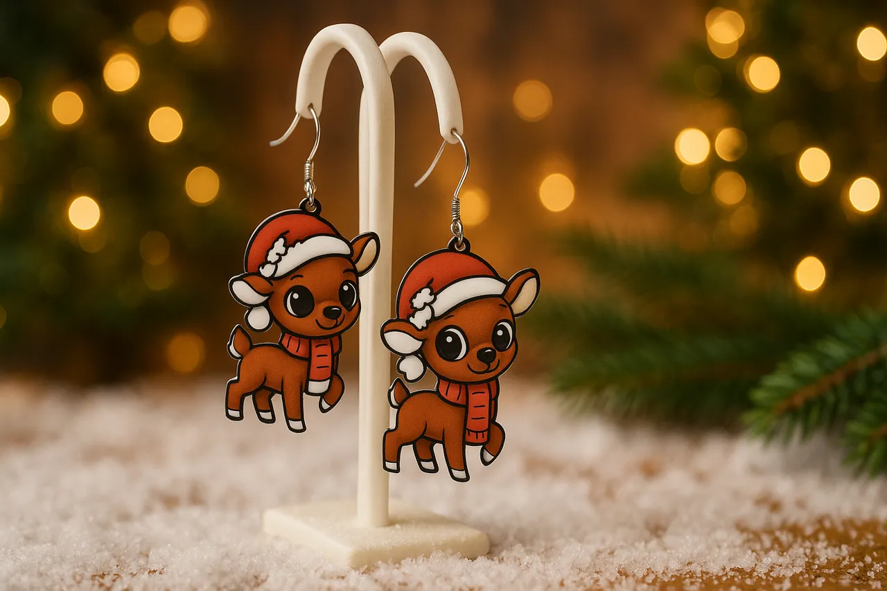 Christmas Deer Earrings view 3