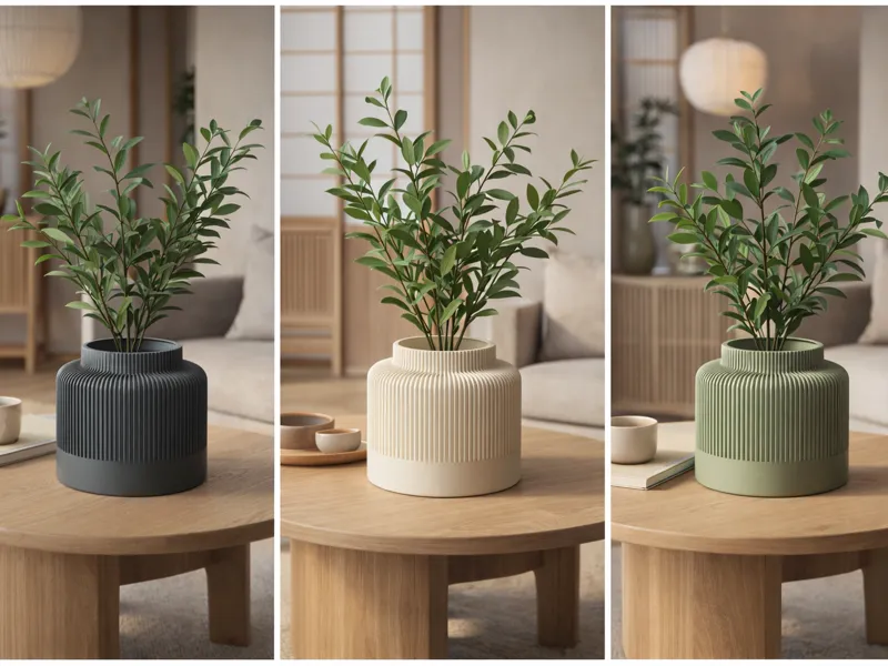Japandi Ribbed Vase – Modern Minimalist Planter