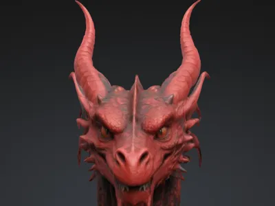 Red Dragon Bust – Majestic Fantasy Guardian