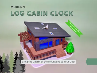 Modern Mountain Log Cabin Clock with LED Light
