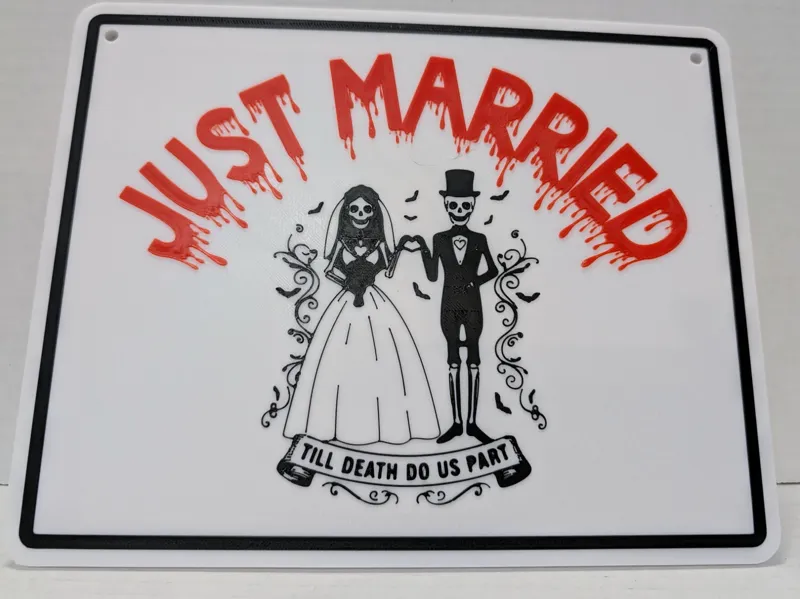 Skeleton Just Married Sign