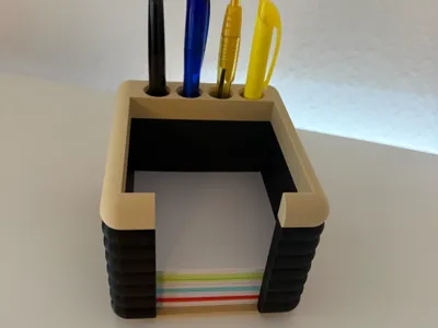 Practical Memo Pad Box with 4 Pen Holders