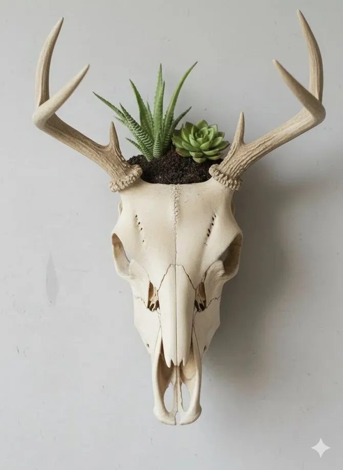 Deer Skull Wall Planter, Easy-Print & Customizable - Free 3D Print ...