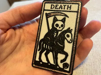 Cat Tarot Card Keychain 1 of 3 - Death