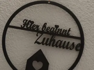 Türschild,, Hier begint Zuhause,,