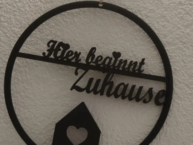 Türschild,, Hier begint Zuhause,,
