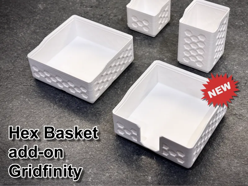 Hex Bin "Emboss" gridfinity add-on - parametric