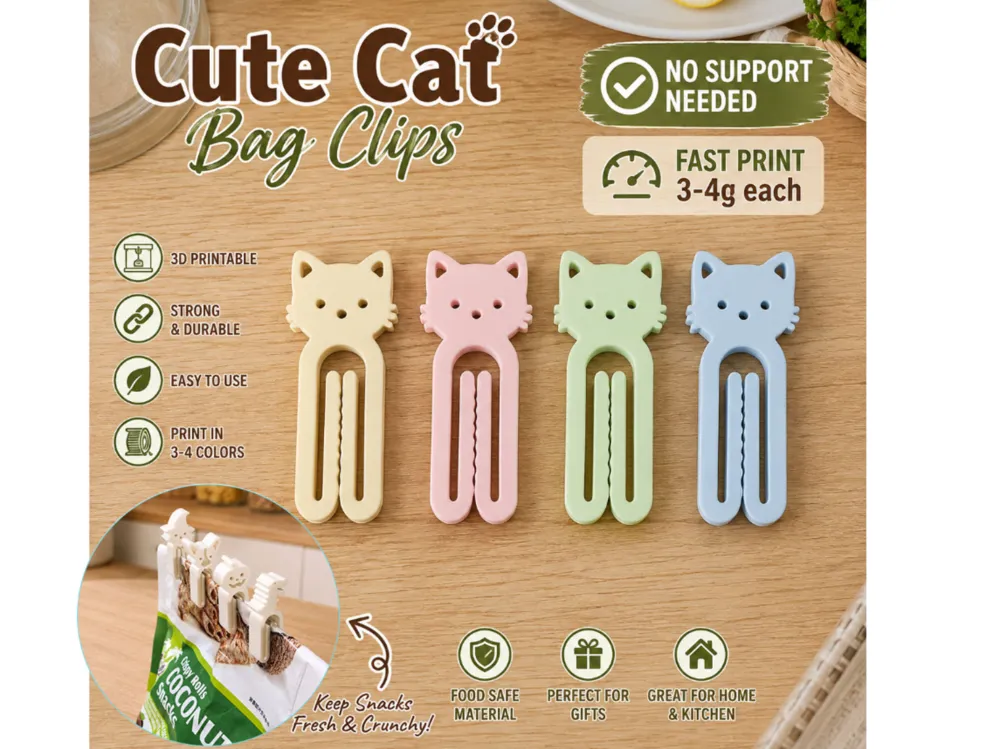 Clip o pieza de sujeción: Cat Kitty Cute Animal Bag Clips – Paper Clip Fast. Referencia del modelo original.