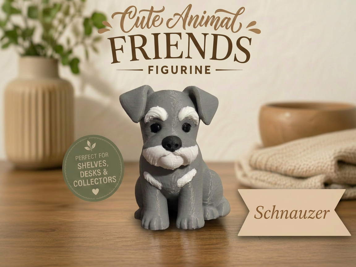Schnauzer Cute Animal Friends Figurine