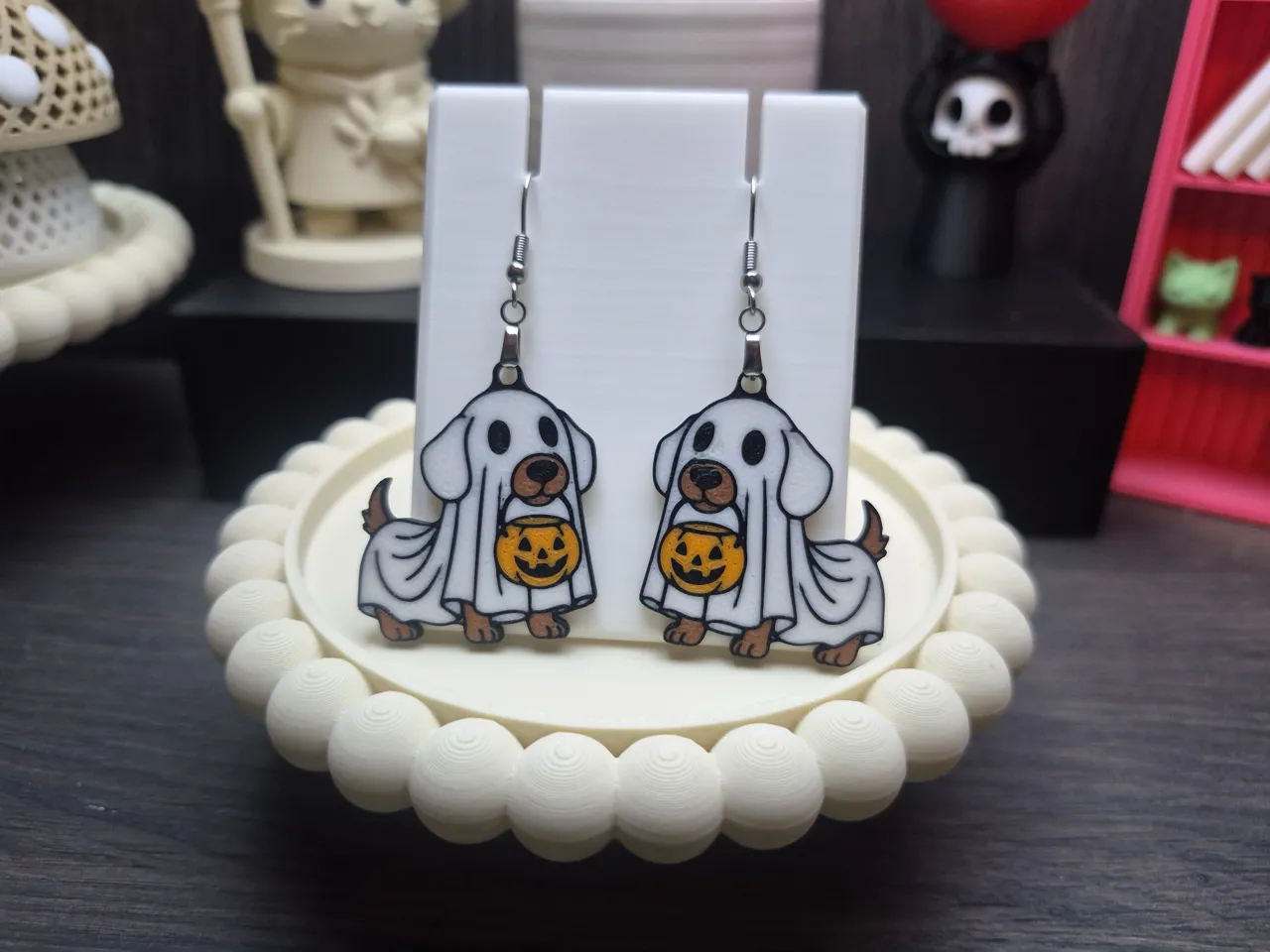 Ghost Dog Trick-or-Treater Earrings view 2