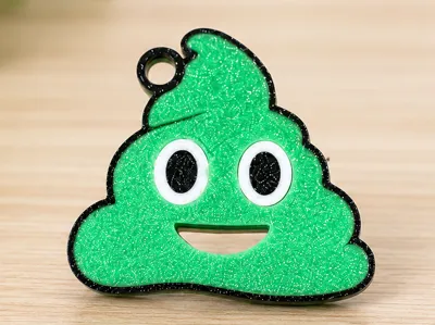 Funny Glitter Poop Emoji Keychain 