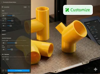 Any Size Angle Customizable Pipe & Duct Y Splitter