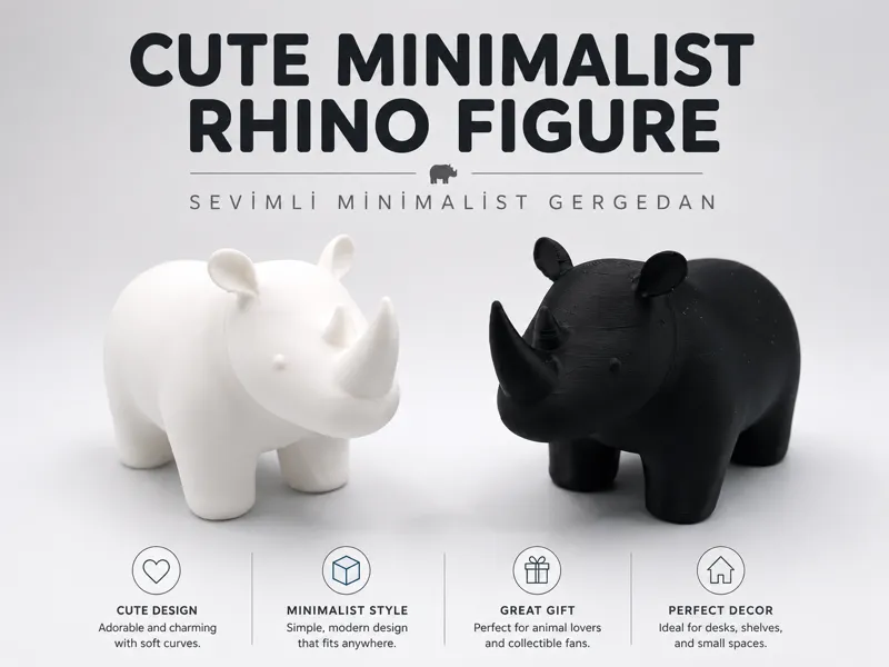 Cute Minimalist Rhino Figure