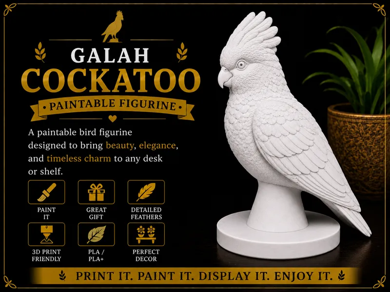 Paintable Galah Cockatoo Figurine – Bird Decor