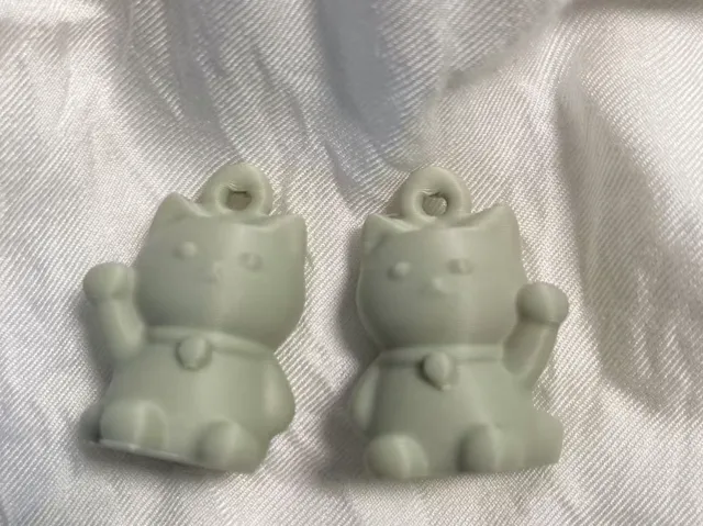 立体招财猫耳环