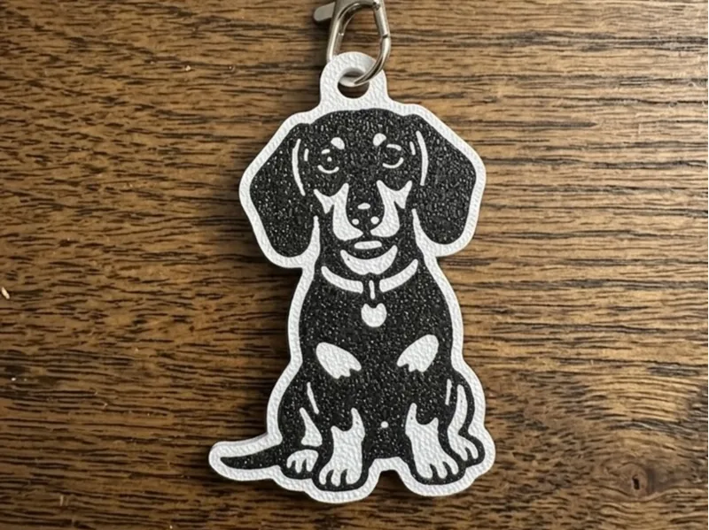 Dachshund (Sausage Dog) Keychain - Minimalist B&W