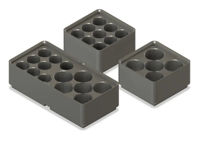 Gridfinity 5 AA, 9 AAA and 6AA+8AAA battery holder