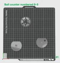 Ball counters with either 0-5 or 1-6 numbered dial