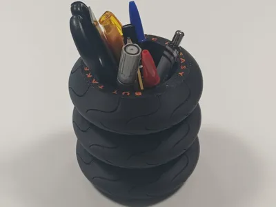 Motorbike tires desk pen holder