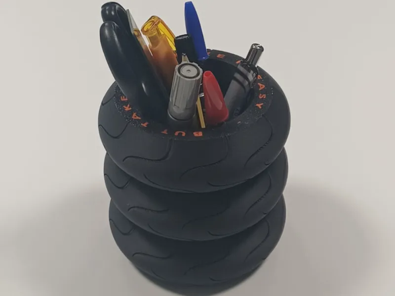 Motorbike tires desk pen holder