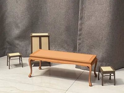 Cabriole Leg Tyrant's Brace Painting Table, 1:6 Scale Model