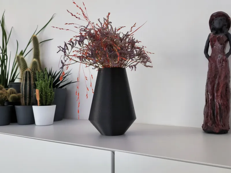modern vase with fuzzy skin