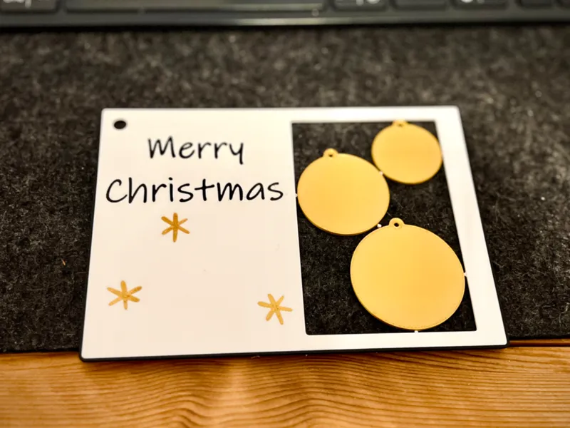 Christmas Card with 3 Christmas Baubles