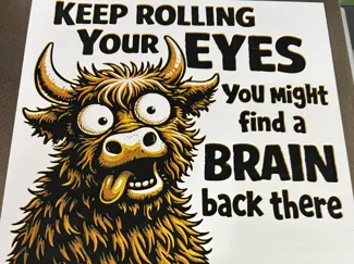 Funny Hueforge, Highland cow, funny eyes 