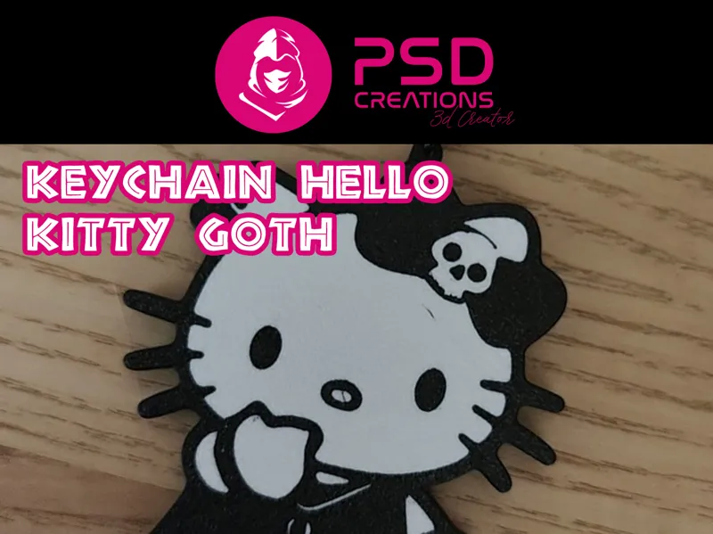 Hello kitty Goth 3D – The Rebel in a Keychain! 