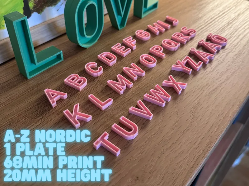 Alphabet letters A-Z Å Ä Ö Æ Ø 20mm