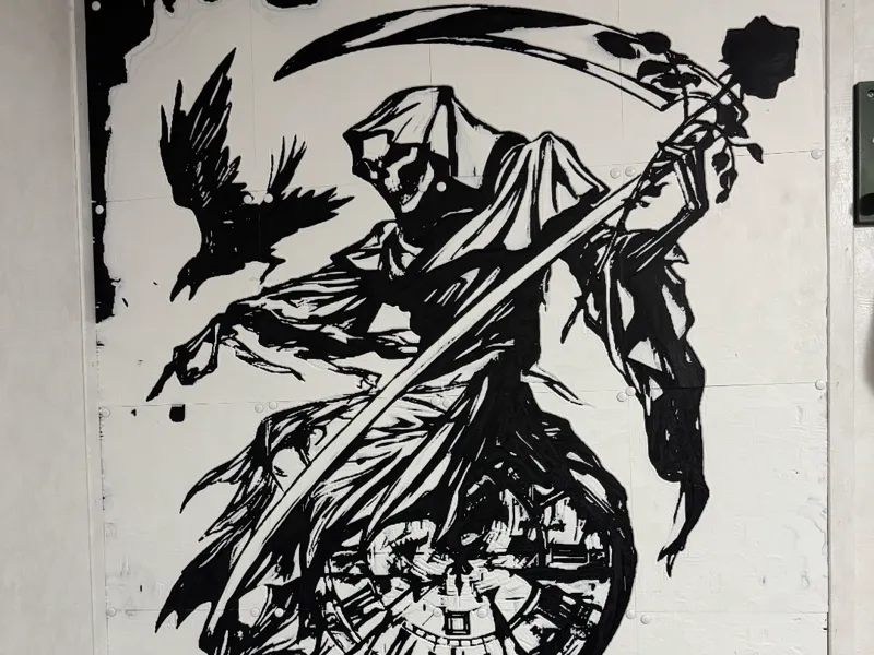 massive grim reaper sign, poster 30 inches x 35.3