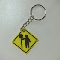Flagger Ahead Sign Keychain