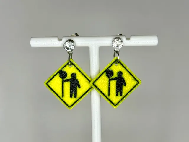 Flagger Ahead Sign Earring