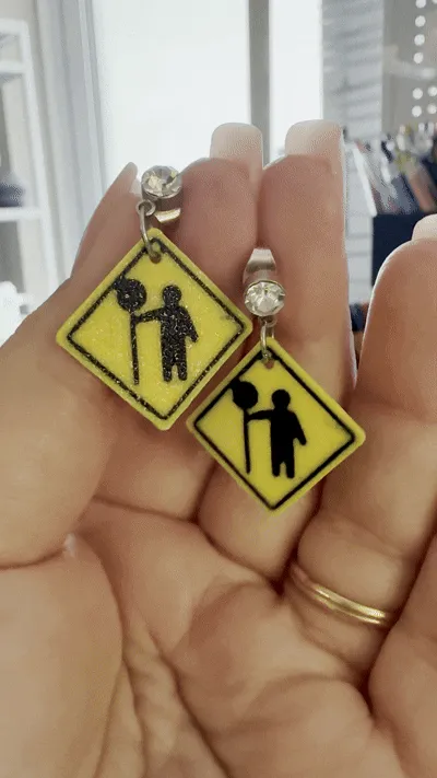 Flagger Ahead Sign Earring view 4