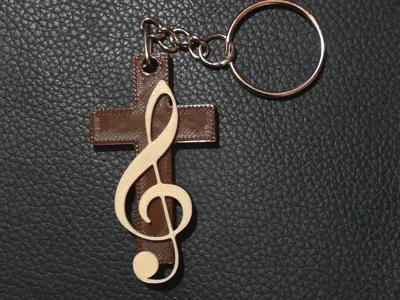 Musical cross keychain 