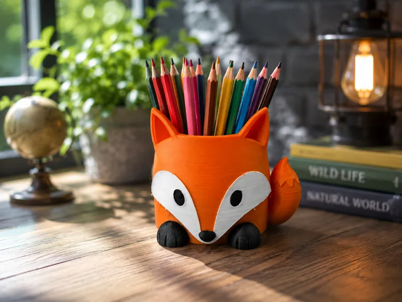 Cute Fox Pencil Holder-Adorable Desk Organizer