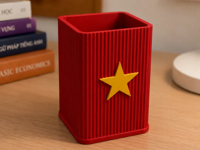 Vietnam Flag Desk Pen Holder