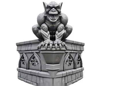 Realistic Gothic Stone Gargoyle 3D Model