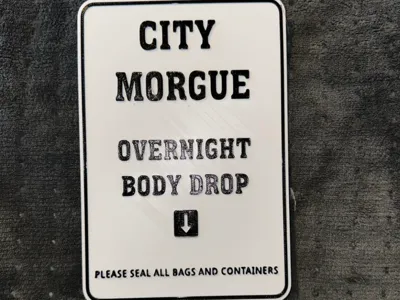 CITY MORGUE SIGN
