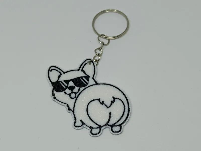 Dog Silhouette Keychain (Corgi)