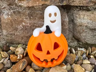Halloween Pumpkin Ghost LED Tea Light Holder