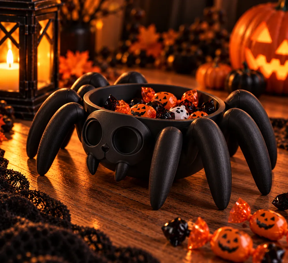 Gothic Candy Machine Spider Candy Bowl – Cute Creepy Halloween Decor - Free 3D Print Model ...