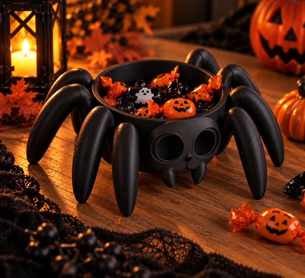 Gothic Candy Machine Spider Candy Bowl – Cute Creepy Halloween Decor - Free 3D Print Model ...