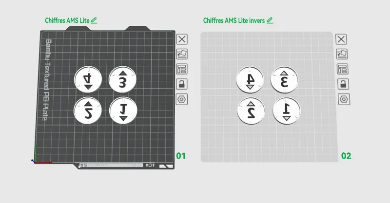 Chiffres pour AMS Lite, normaux et inversés